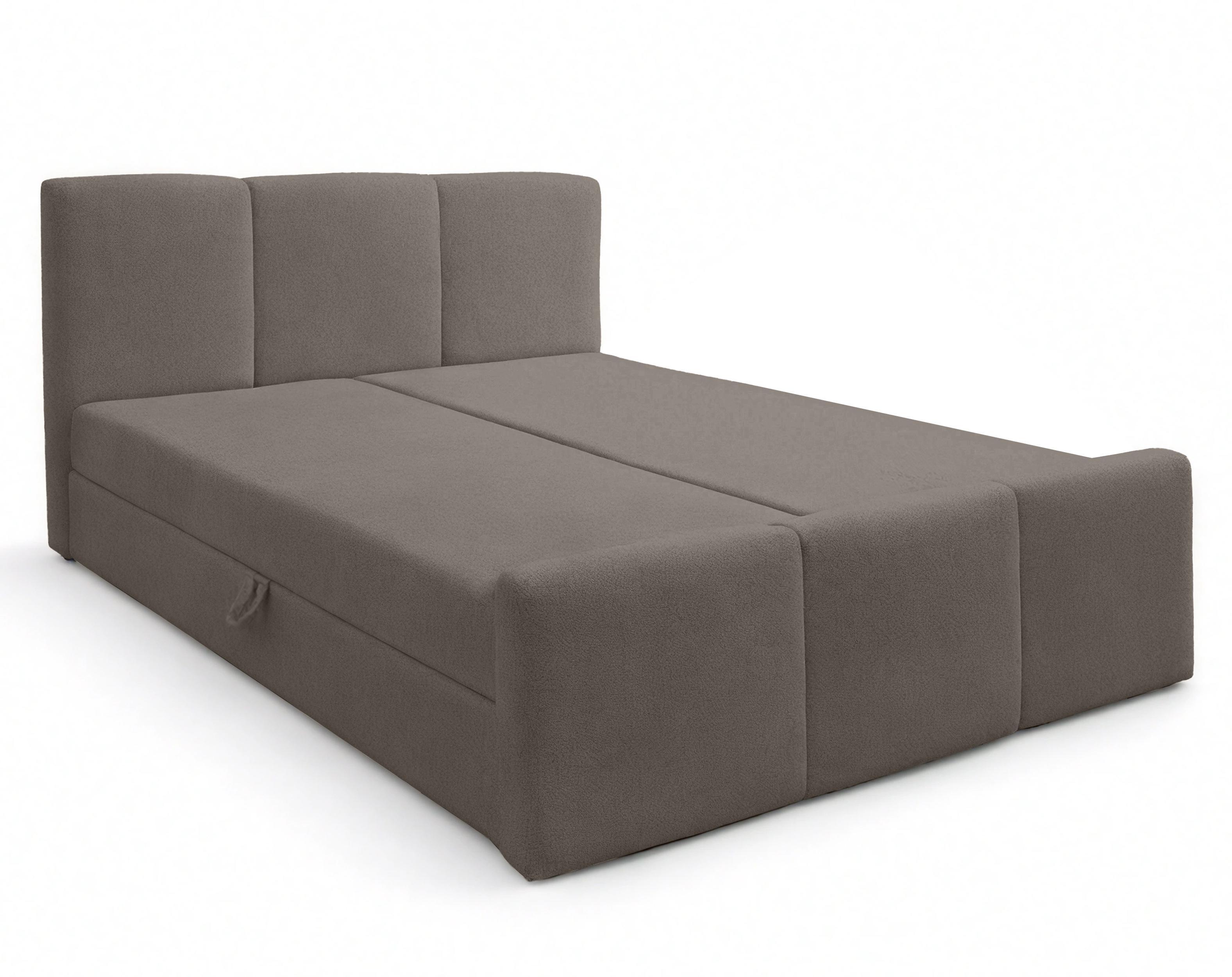 BOXBETT ANKARRA 140x200 cm mit Bettkasten und Matratze - Braun + TOPPER - Schwarz/Braun, Holz/Holzwerkstoff (140/200cm) - AX Living