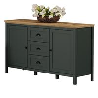 SIDEBOARD grün, Evoke Eiche Landhaus 146 x 86 cm, Kommode für Wohn- und Esszimmer - Eichefarben/Schwarz, Holzwerkstoff/Kunststoff (146/86/45cm) - Top.Furn