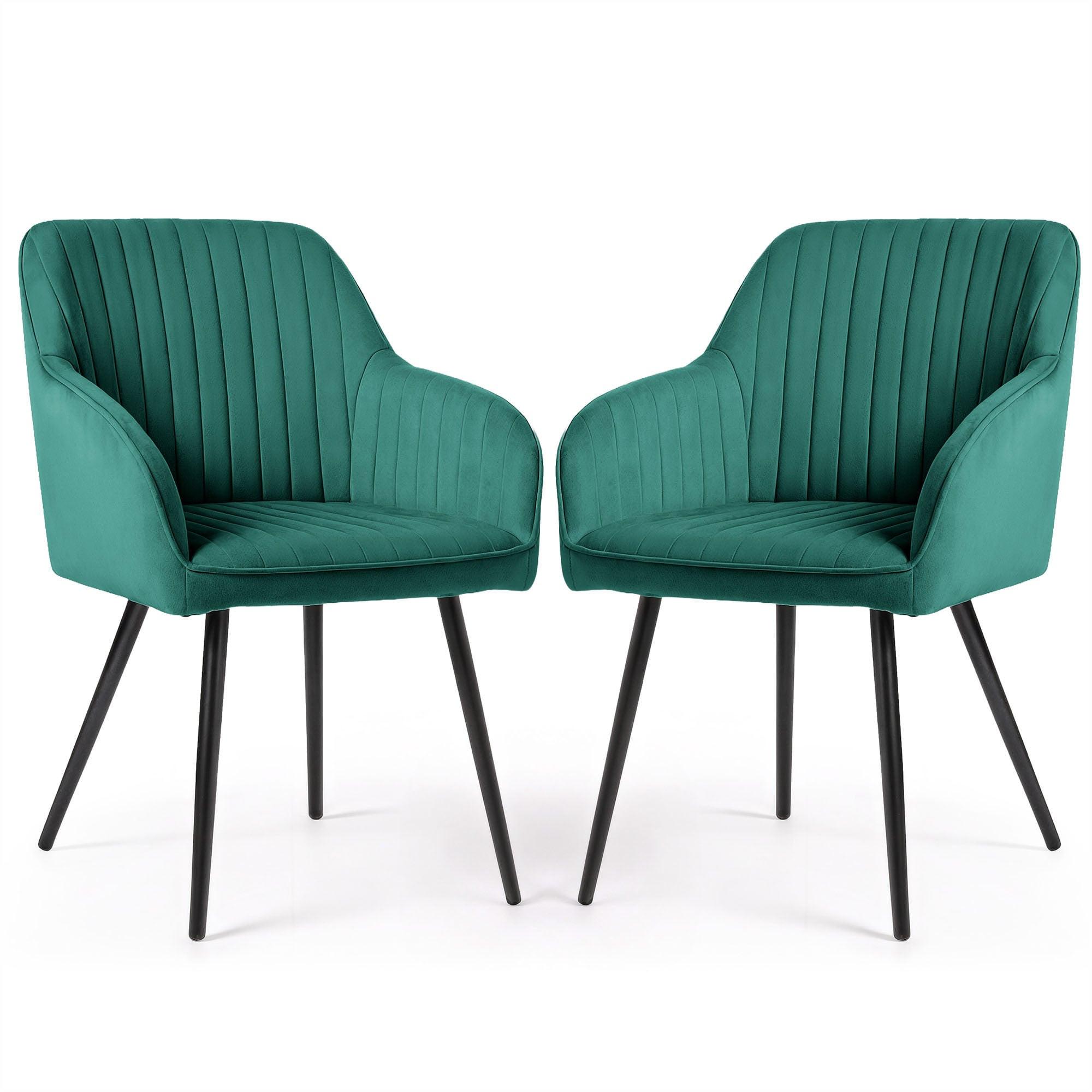 POLSTERSTUHL 2er Set, Metallbeine Grün, Schwarz 54,5/82/58 - Schwarz/Grün, Textil (55/82/52cm) - RAUMHIRSCH FURNITURE
