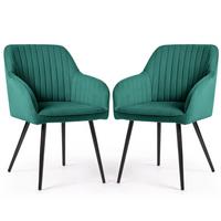 POLSTERSTUHL 2er Set, Metallbeine Grün, Schwarz 54,5/82/58 - Schwarz/Grün, Textil (55/82/52cm) - RAUMHIRSCH FURNITURE