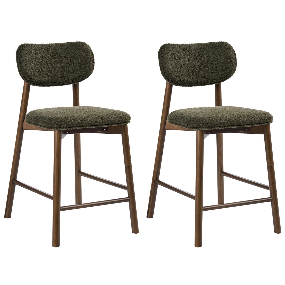 BARSTUHL 2er-Set Bouclé Braun/GrünMills - Braun, Textil (51/96/61cm) - Beliani