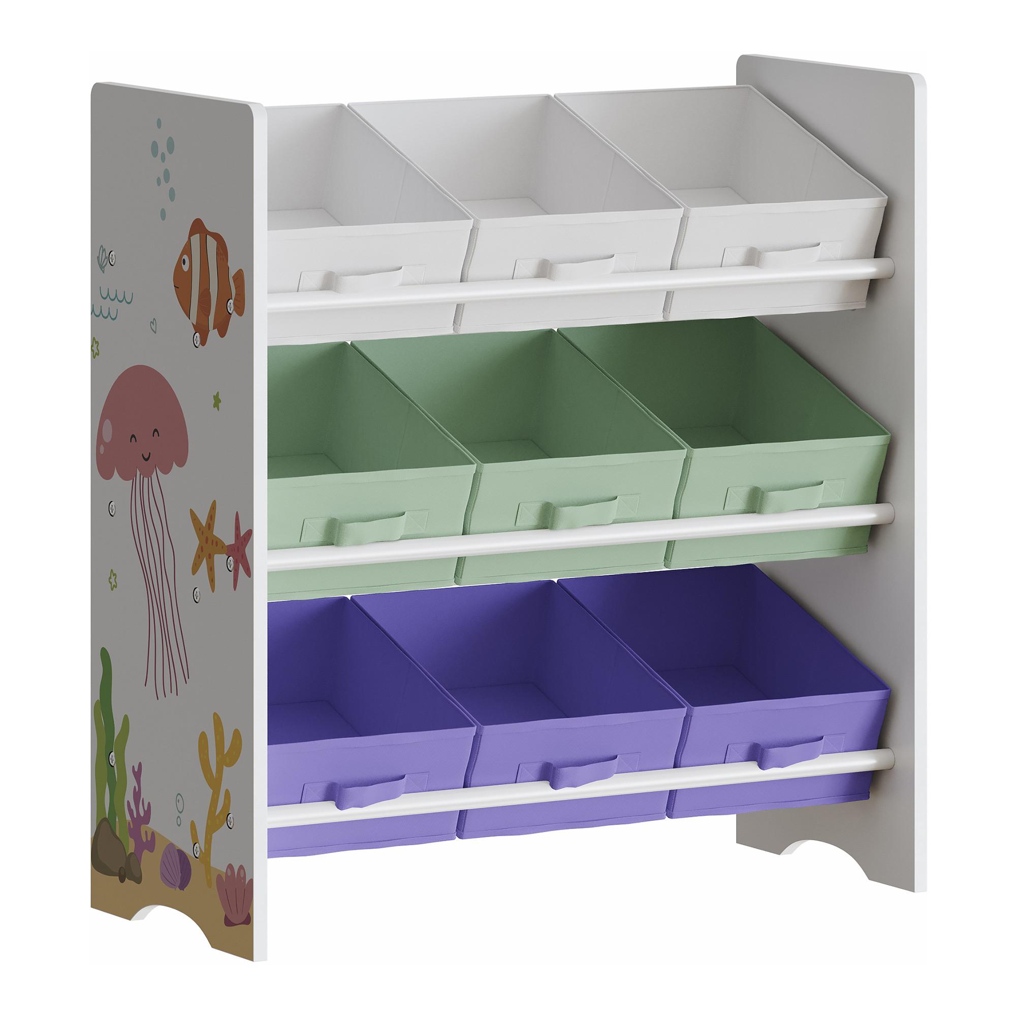 KINDERREGAL Boiro - Lila/Hellgrün, Holzwerkstoff/Textil (62/59.5/29.5cm) - [en.casa]