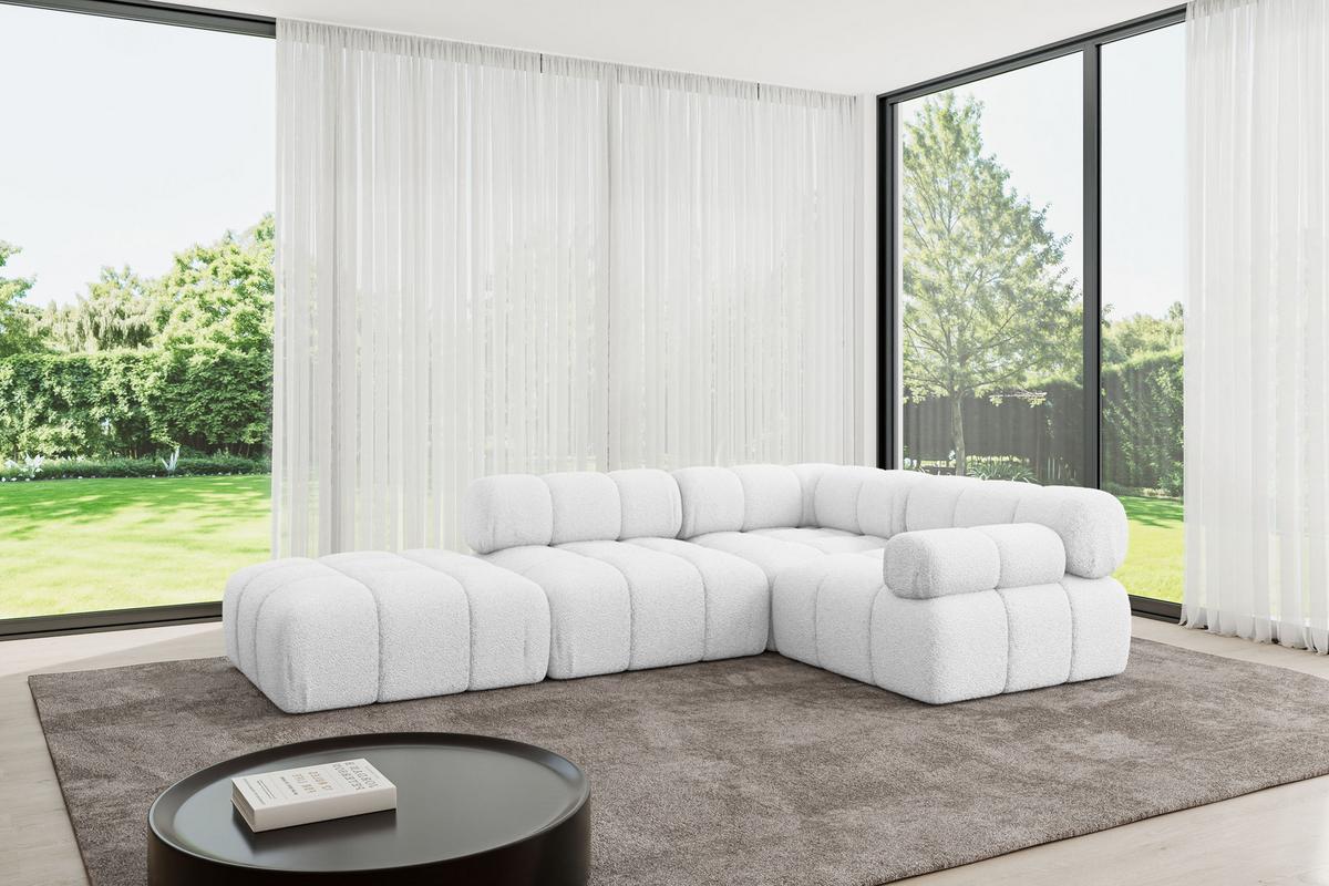 ECKSOFA modulares Sofa Felto-L1 - 285x190x70 cm Weiß Bouclé - Weiß, Holzwerkstoff/Textil (285/190cm) - ALTDECOR