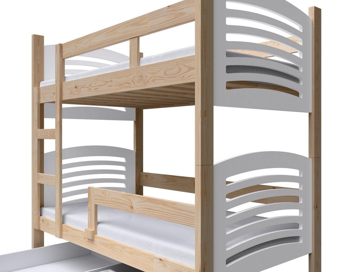 ETAGENBETT OHANA mit Bettkasten 75x160 cm Kieferfarben - Weiß/Kieferfarben, Holz (75/160cm) - MASSENO