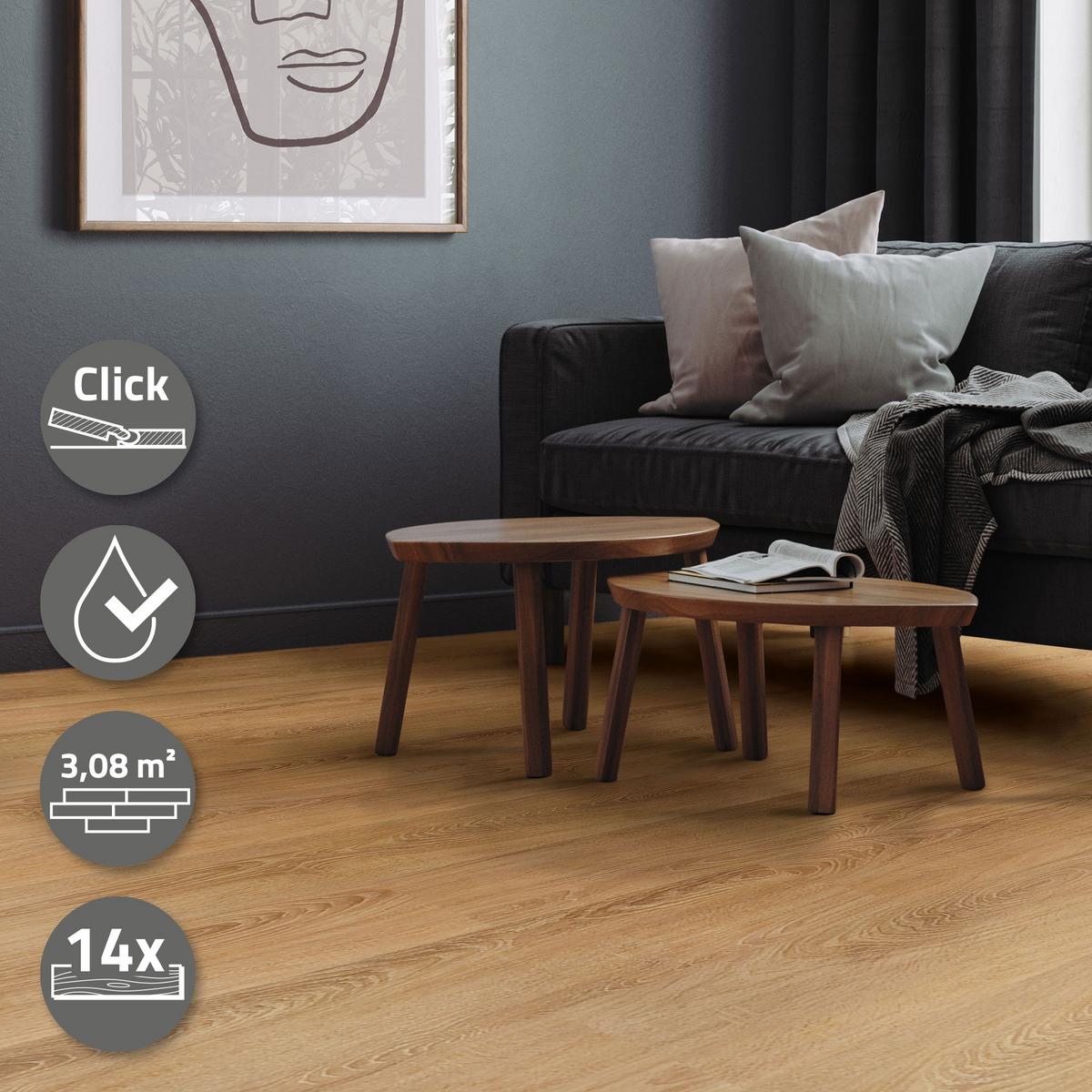 VINYLBODEN Click 3,08m²/14 Dielen Sandbar Eiche - Braun, Kunststoff (122/18/0.42cm) - ML-DESIGN