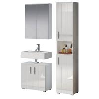 BADMÖBEL-SET weiß Hochglanz 112 x 192 cm, Badezimmer Schränke mit viel Stauraum - Weiß Hochglanz/Silberfarben, Holzwerkstoff/Kunststoff (112/192/32cm) - Top.Furn
