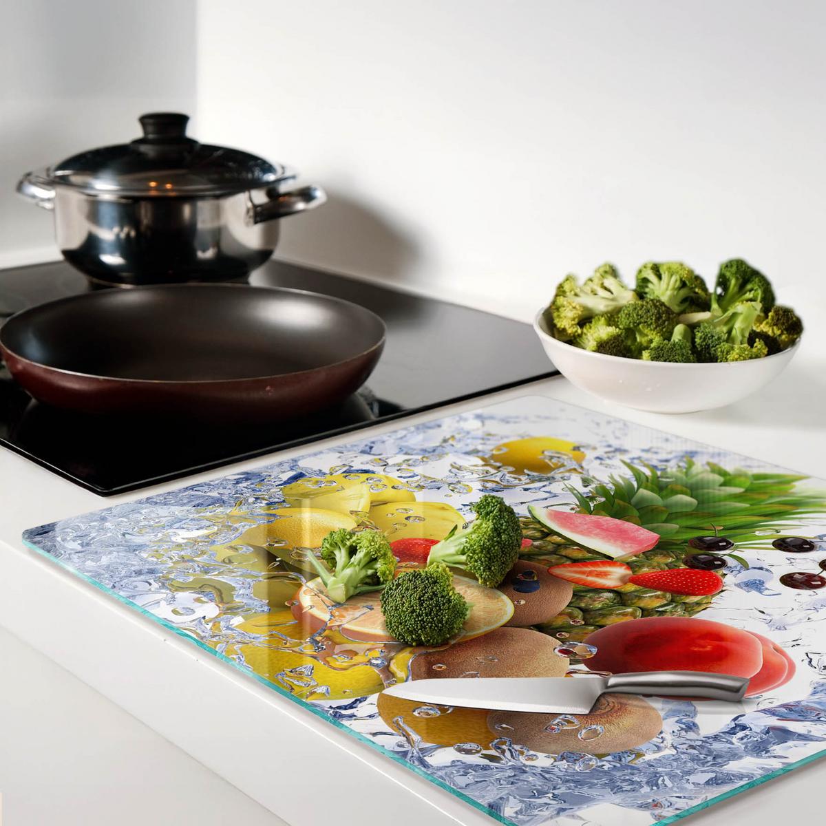 GLASPLATTE 60x52 cm Obst und Wasser - Multicolor, Glas (60/0.4/52cm) - TULUP