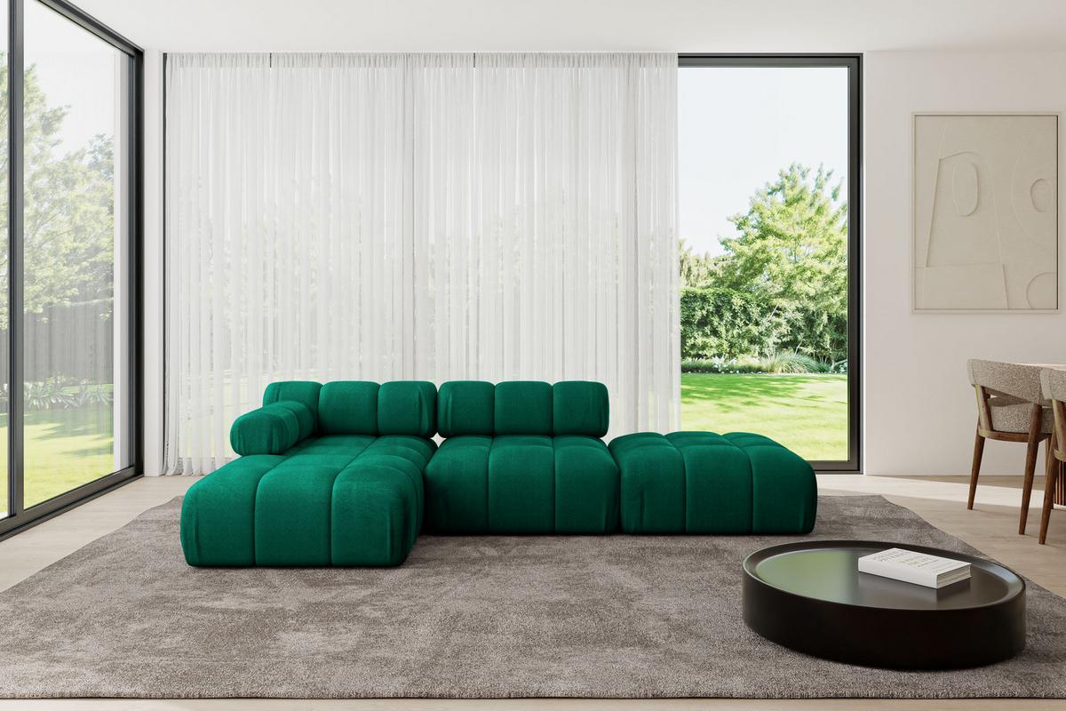 ECKSOFA modulares Sofa Lizur-L1 - 285x160x70 cm Dunkelgrün Velours - Dunkelgrün, Holzwerkstoff/Textil (285/160cm) - ALTDECOR