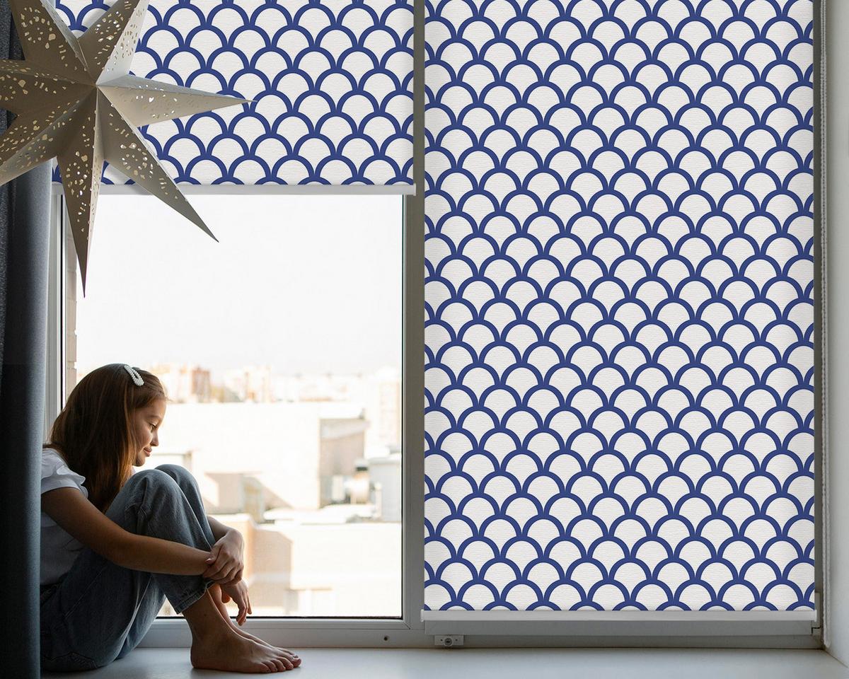 INNENROLLO - Fensterrollo - Rollo - 80x140 cm - Blaue Schuppen - Blau, Kunststoff (80/140/0.5cm) - TULUP