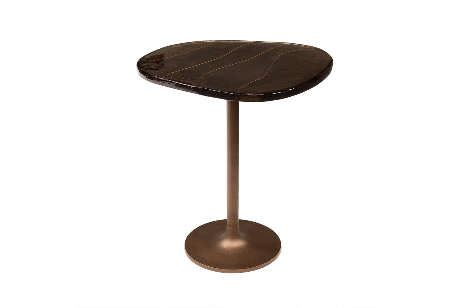 BEISTELLTISCH DARI Braun Glas - Braun/Kupferfarben, Glas/Metall (42/50/55cm) - KAWOLA