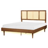 BETT mit LED 160/200 Gummibaumholz Braun Auray - Braun, Holz (160/200cm) - Beliani