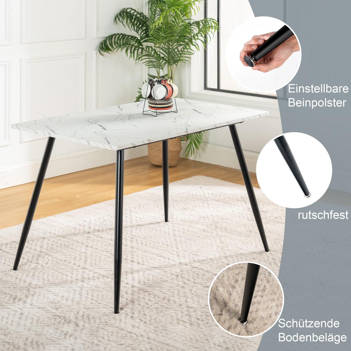 ESSTISCH 120/80/75 cm Rechteckige weiße - Schwarz, Holz/Metall (80/120/75cm) - Urban Meuble