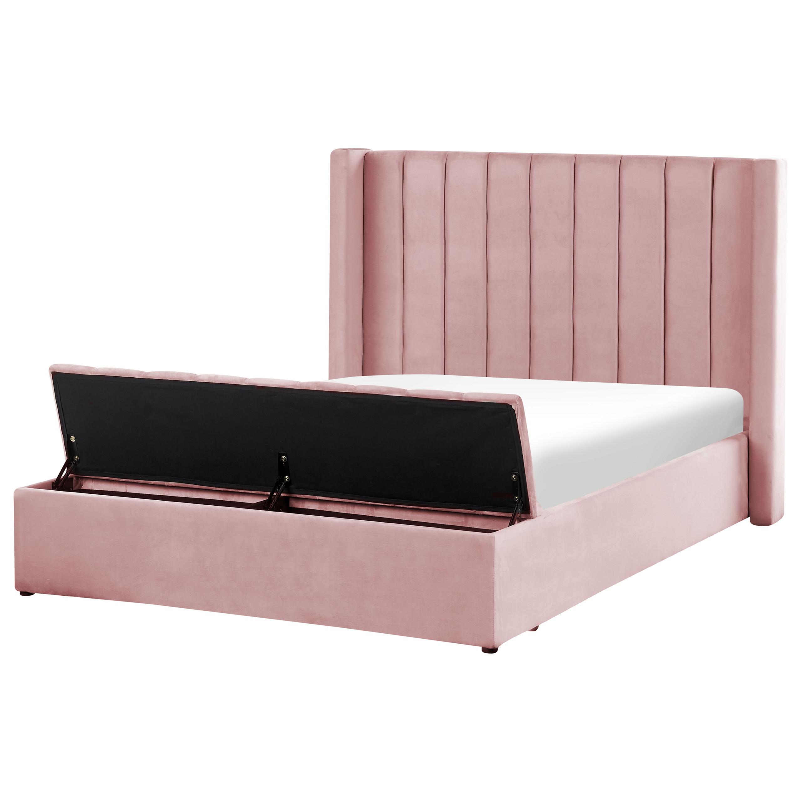 POLSTERBETT 140/200cm Rosa Noyers - Pink, Textil (140/200cm) - Beliani