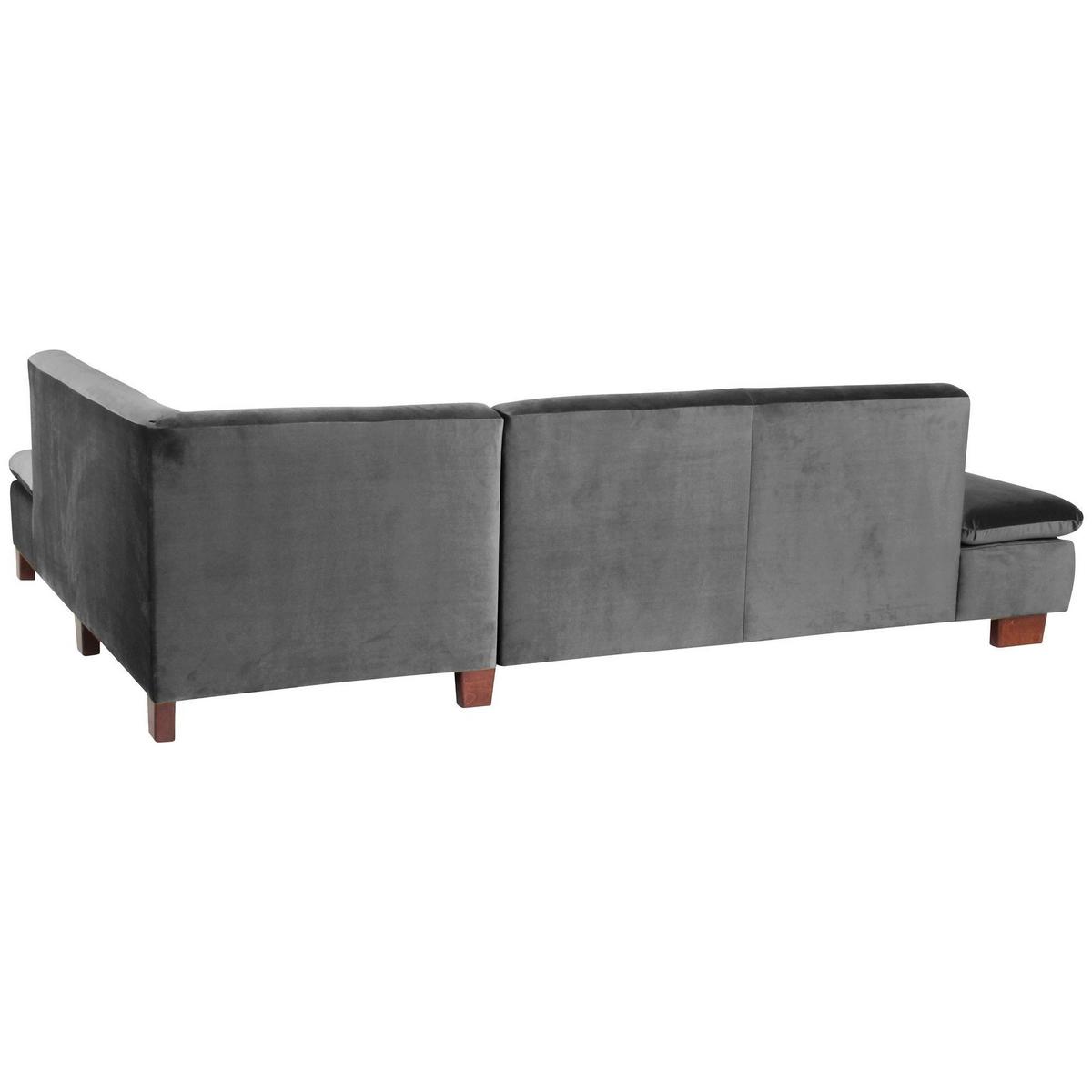 ECKSOFA mit Ottomane rechts Kaye Bezug Samtvelours Buche nussbaum dunkel / anthrazit - Grau, Kunststoff (270/190cm) - 58aufmkessel