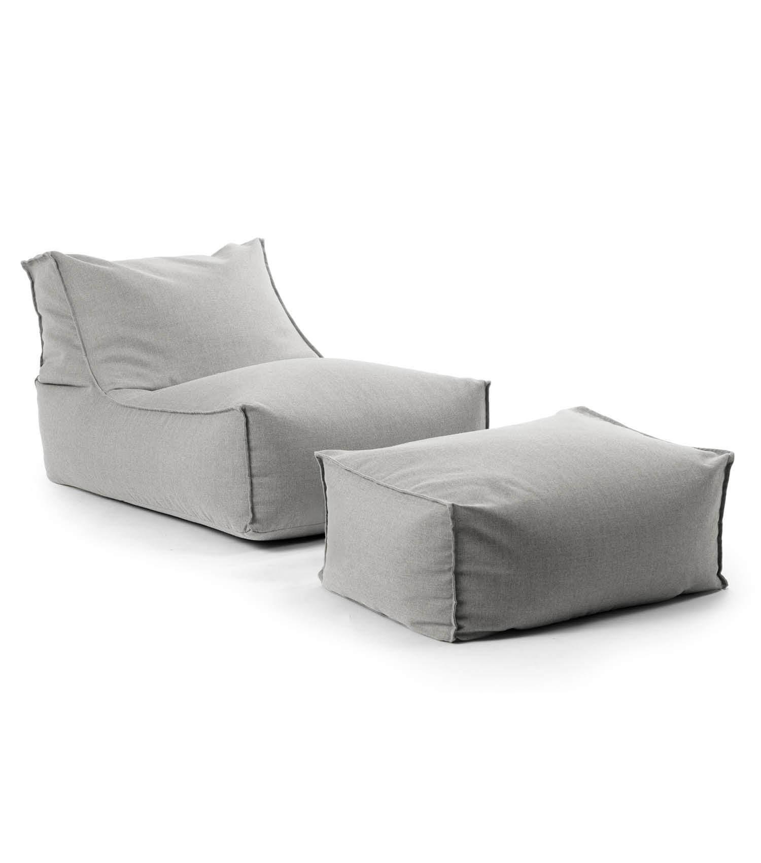 OUTDOOR SITZSACK und Hocker Der Sundowner - Hellgrau, Textil (60/65/95cm) - Mokebo