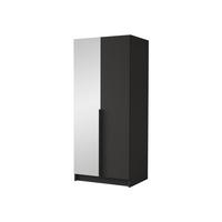 KLEIDERSCHRANK Bono II - Schwarz, Holzwerkstoff/Metall (100/215/58cm) - MIRJAN24