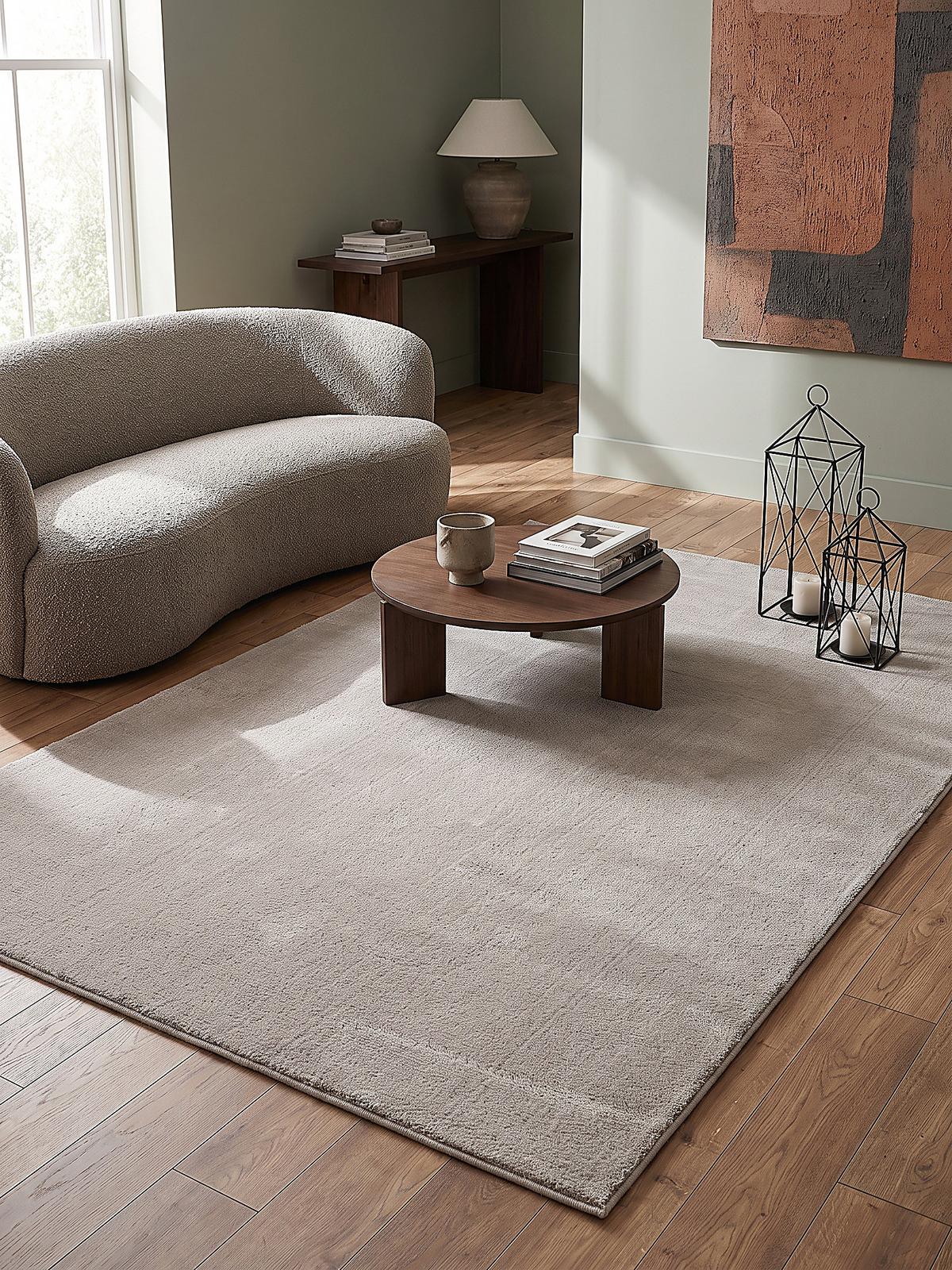 HOCHFLORTEPPICH Antirutsch Uni ALDAN Polyester Beige 60 x 110 cm - Beige, Textil (120/160cm) - KADIMA DESIGN