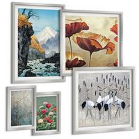 BILDER SET 5er Set - 50x50 cm & 20x30 cm & 40x60 cm Silberner Rahmen - Tropische Pflanzen, Pflanzenliebhaberin - Silberfarben, Kunststoff (40/60cm) - TULUP