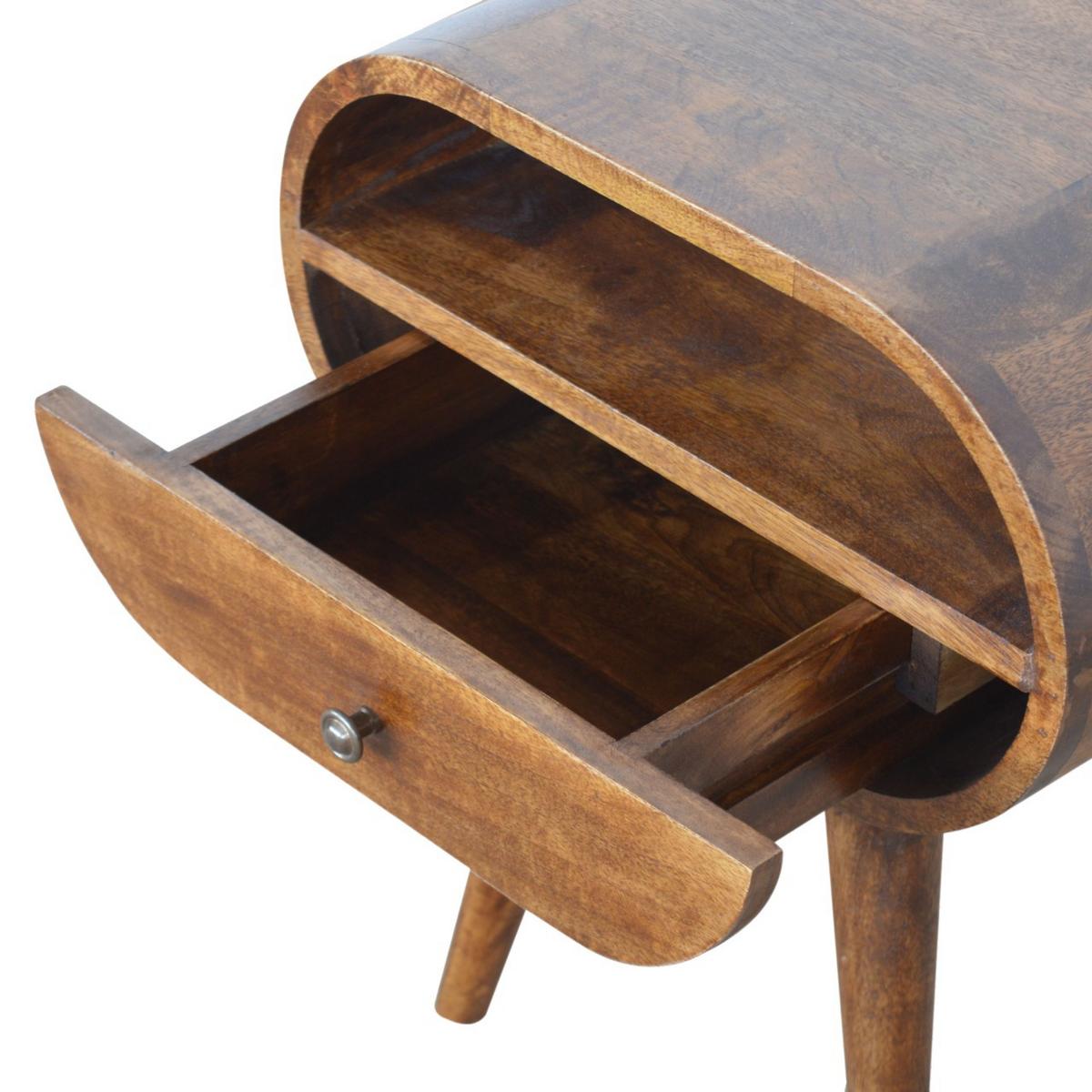 NACHTTISCH LUNA - Kastanienfarben/Messingfarben, Holz/Metall (45/54/35cm) - Artisan Furniture