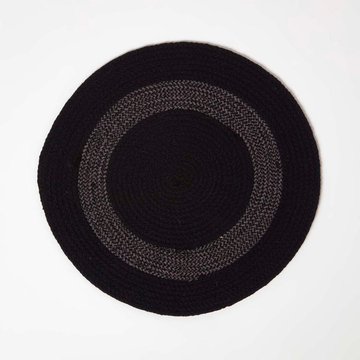TISCHSET rund im 4er-Set 40 cm, schwarz-grau aus Baumwolle - Schwarz, Textil (40/40cm) - Homescapes