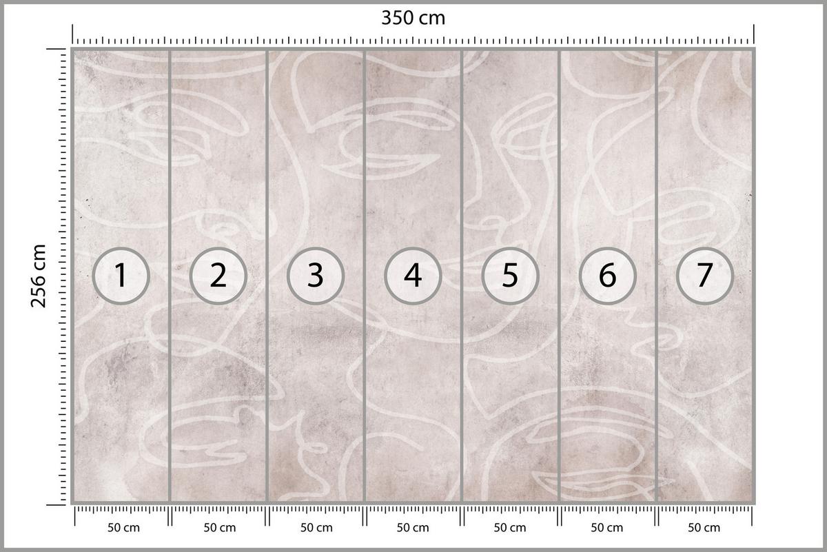 FOTOTAPETE für Schlafzimmer Abstrakte Gesichter Beton 350x256 - Beige/Braun, Papier (350/256cm) - Muralo