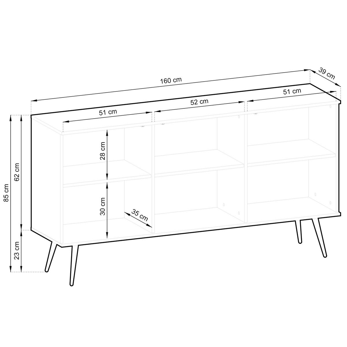 SIDEBOARD VENEZIA 160/85/39cm 3 Türen Schwarz - Schwarz, Holzwerkstoff (160/85/39cm) - MASSENO