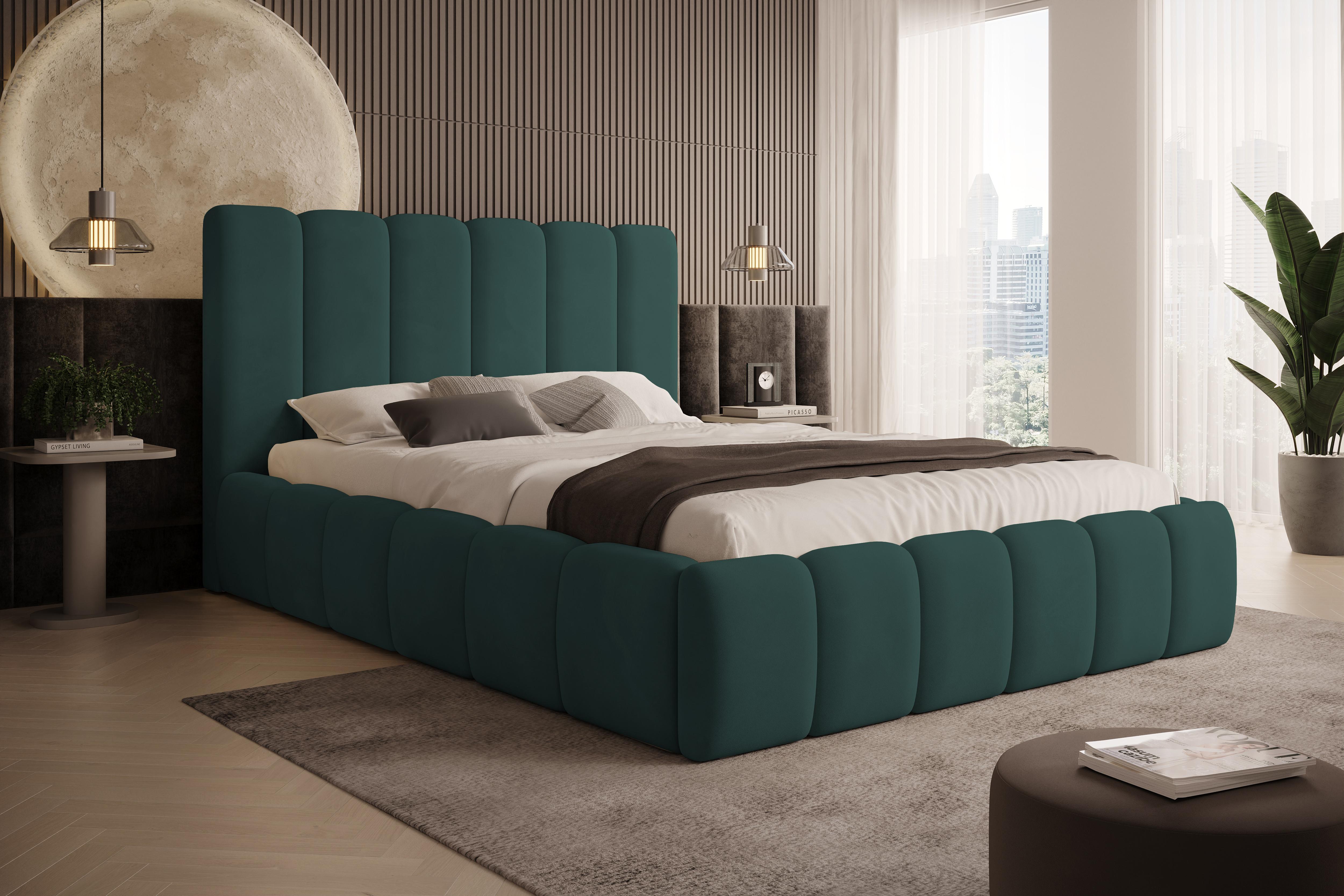 POLSTERBETT Vilo 180x200 mit Bettkasten und Stabilem Metallgestell - Türkis, Textil (180/200cm) - Storez24
