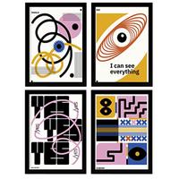 POSTER Set mit 4 abstrakten KubismusAkzeptanz Ästhetische A3 Rahmenlos - Klar, Papier (29.7/3cm) - Nacnic