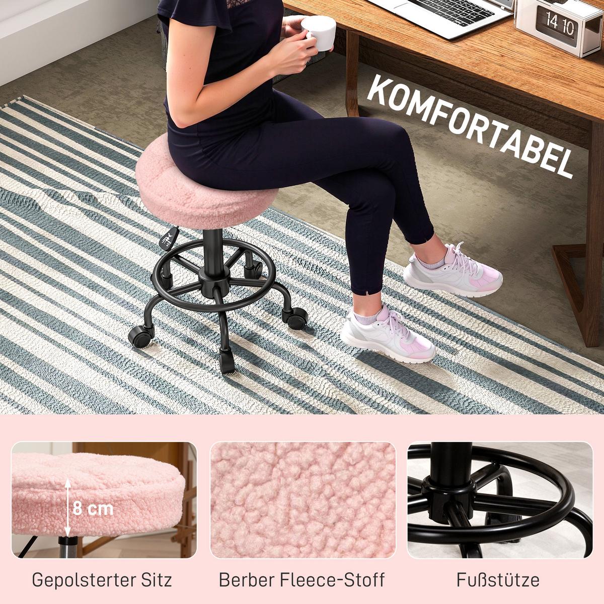 ROLLHOCKER Polyester Metall Rosa - Rosa, Kunststoff (50/66/50cm) - HOMCOM