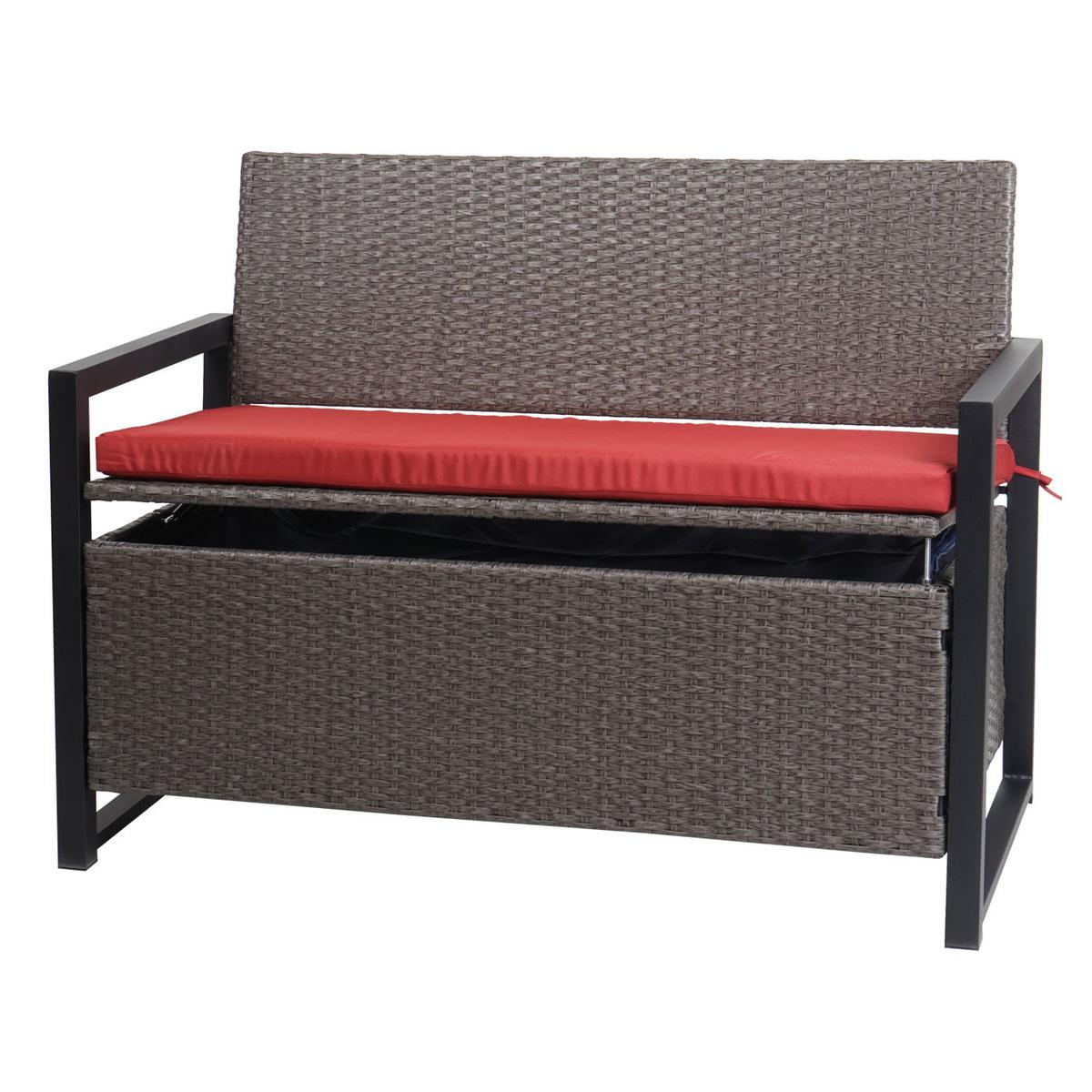POLY-RATTAN 2ER SITZBANK Grau, Rot - Rot/Grau, Kunststoff (117/84/57cm) - MCW