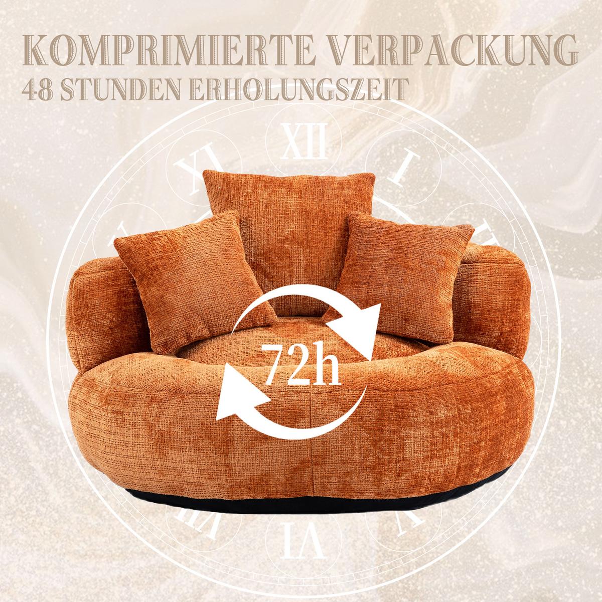 SITZSACK in Chenille mit 3 Kissen - Orange, Textil (108/52/108cm) - Urban Meuble