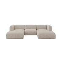 WOHNLANDSCHAFT MIRA-U1 317x179x70 Beige Velours - Beige/Schwarz, Holzwerkstoff/Kunststoff (317/70/179cm) - ALTDECOR