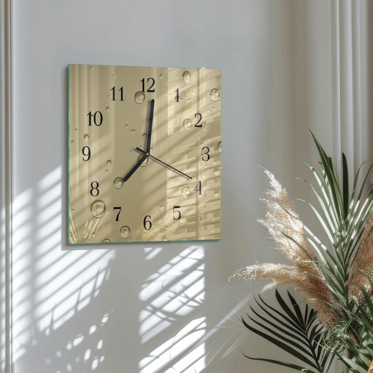 WANDUHR aus Glas 30x30 cm - Tropfen - Braun, Glas (30/30/0.4cm) - TULUP