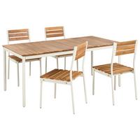 GARTENMÖBEL-SET 4-Sitzer Akazienholz Braun Corricella - Creme, Holz - Beliani