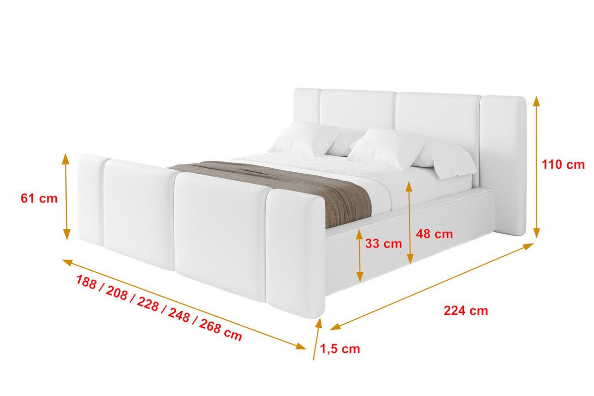POLSTERBETT mit Bettkasten, Fußteil und Lattenrost, Bett mit Matratze H3/H4 - RIVO-Z 180x200 Weiß - Weiß Hochglanz, Holzwerkstoff/Textil (180/200cm) - ALTDECOR