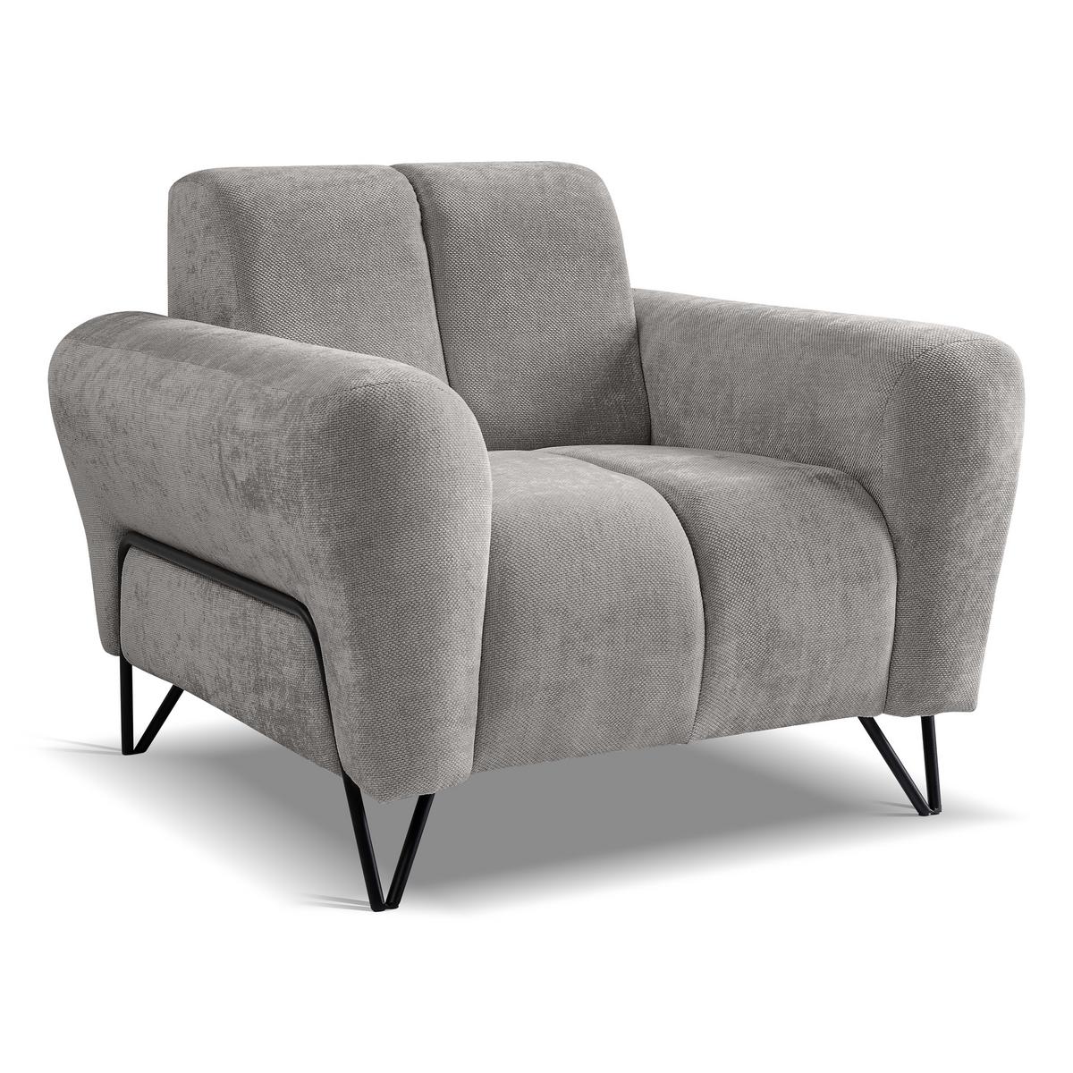 SITZGARNITUR Volare Sofas+Sessel, ohne Schlaffunktion, Hellgrau - Hellgrau/Schwarz, Textil/Metall (220/83/98cm) - Beautysofa