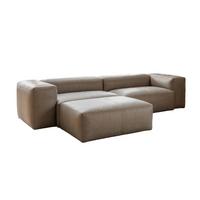 SOFA CELESTE Grau Leder - Schwarz/Grau, Leder/Kunststoff (302/114cm) - KAWOLA