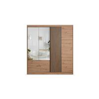 DREHTÜRENSCHRANK AKALI 203/213/60 cm 3-türig mit Spiegel Eiche Artisan - Eiche Artisan, Holzwerkstoff (203/213/60cm) - MASSENO