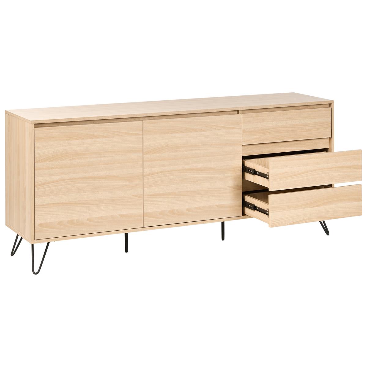 SIDEBOARD mit 2 Türen Hellbraun Cardigan - Hellbraun, Holzwerkstoff (160/70/40cm) - Beliani