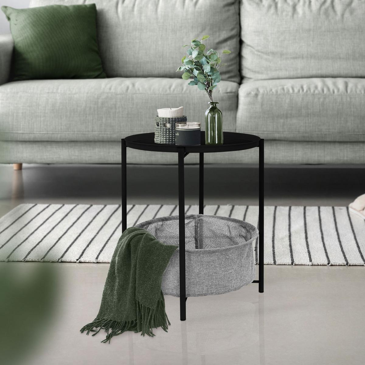 BEISTELLTISCH rund Ø46 x 51 cm Schwarz aus Metall - Schwarz, Metall (46/46/51cm) - ML-DESIGN