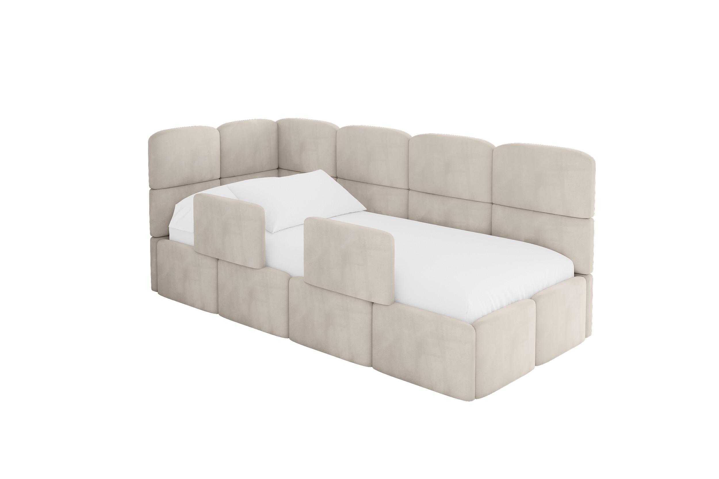 EINZELLBETT Jugendbett mit Bettkasten und Matratze H3/H4, Rechts - KIVY 100x200 Beige - Sandfarben, Holzwerkstoff/Textil (100/200cm) - ALTDECOR