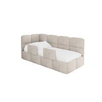 EINZELLBETT Jugendbett mit Bettkasten und Matratze H3/H4, Rechts - KIVY 80x200 Beige - Sandfarben, Holzwerkstoff/Textil (80/200cm) - ALTDECOR