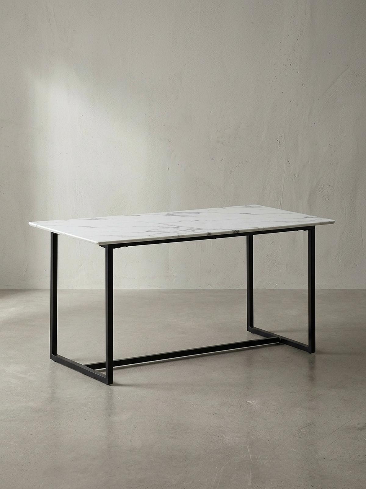 ESSTISCH Marmoroptik Metall Rechteckig Modern Klein, Weiß 200x90x76 cm - Schwarz/Weiß, Holzwerkstoff/Metall (90/200/76cm) - KADIMA DESIGN