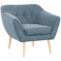 SESSEL Pirs 1 Sitzer Strukture Blau - Blau/Braun, Holz/Textil (80/75/74cm) - MKS