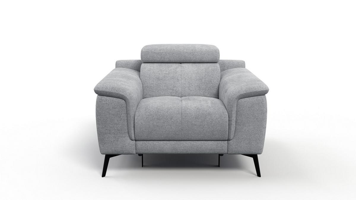 SESSEL FIERO mit Relaxfunktion, silberfarben - Silberfarben/Schwarz, Holzwerkstoff/Textil (114/82/103cm) - Wozimo