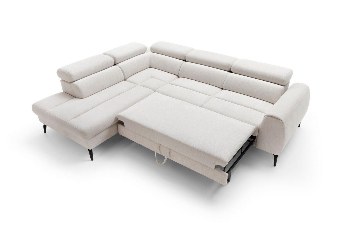 ECKSOFA NOTE Creme Chenille mit Schlaffunktion - Creme, Holz (271/216cm) - MASSENO