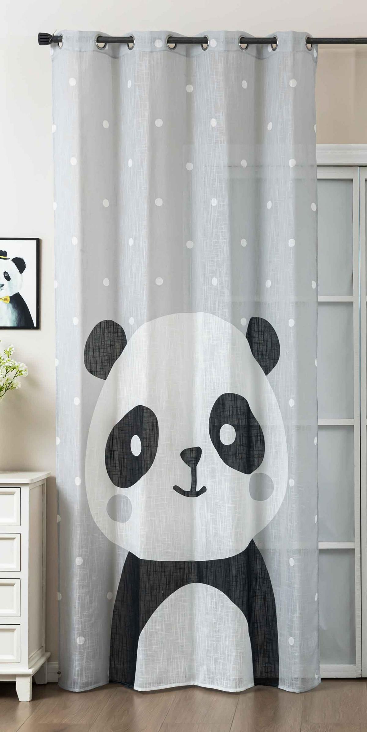 VORHANG SEOUL HxB 245x140 cm Panda - Weiß, Textil (140/245cm) - Gardinenbox