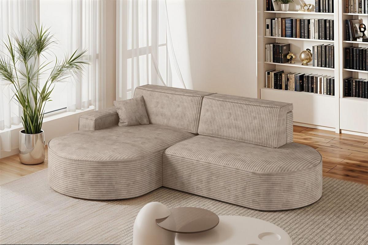 ECKSOFA Venedig Mit Schlaffunktion - Beige, Holzwerkstoff/Textil (278/179cm) - Fun Möbel