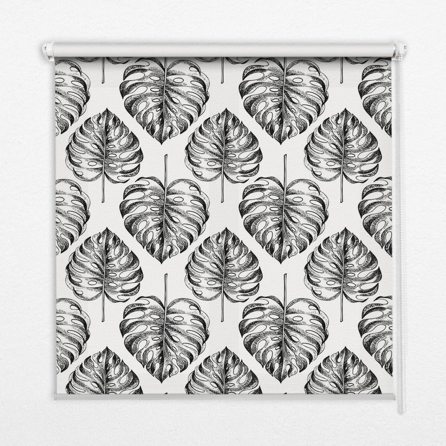 INNENROLLO - Fensterrollo - Rollo - 100x180 cm - Graue Blätter - Grau, Kunststoff (100/180/0.5cm) - TULUP