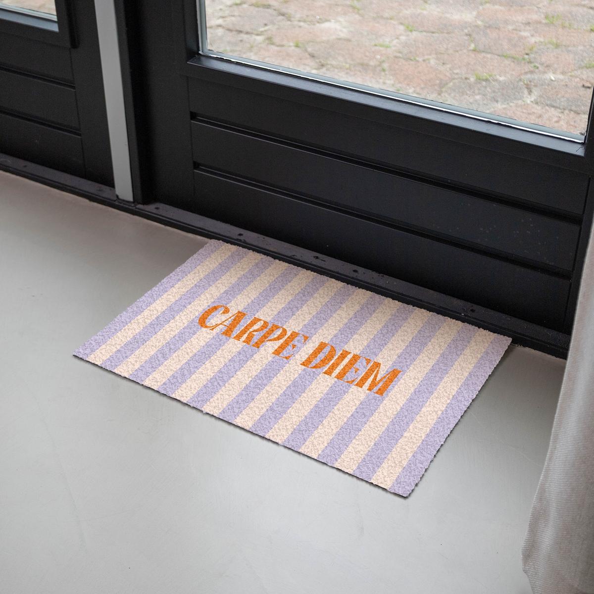 FUSSMATTE Lila – Orange – Streifen – Carpe Diem 60x40 cm - Flieder, Kunststoff (60/0.4cm) - MuchoWow